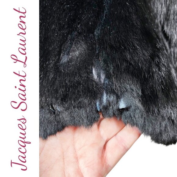 JACQUES SAINT LAURENT VINTAGE 80’S REVERSIBLE BLACK FAUX FUR JACKET, SIZE SMALL - Picture 5 of 12